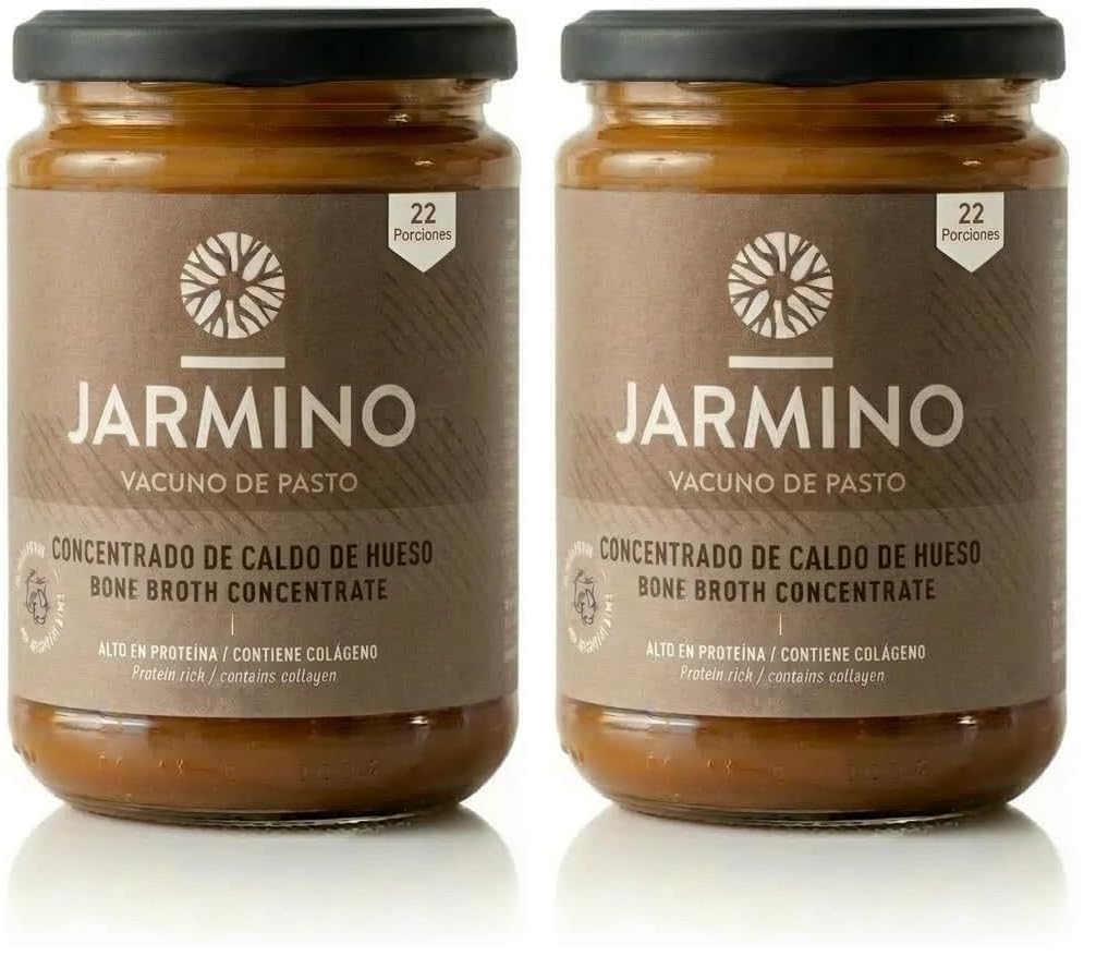 JARMINO Bio Rinderknochenbrühe Konzentrat, Grasgefütterte Brühe für Menschen, Flüssige Knochenbrühe mit Kollagenprotein, Keto, Paleo & AIP geeignet, Rinderbrühe, 440 g, 44 Portionen