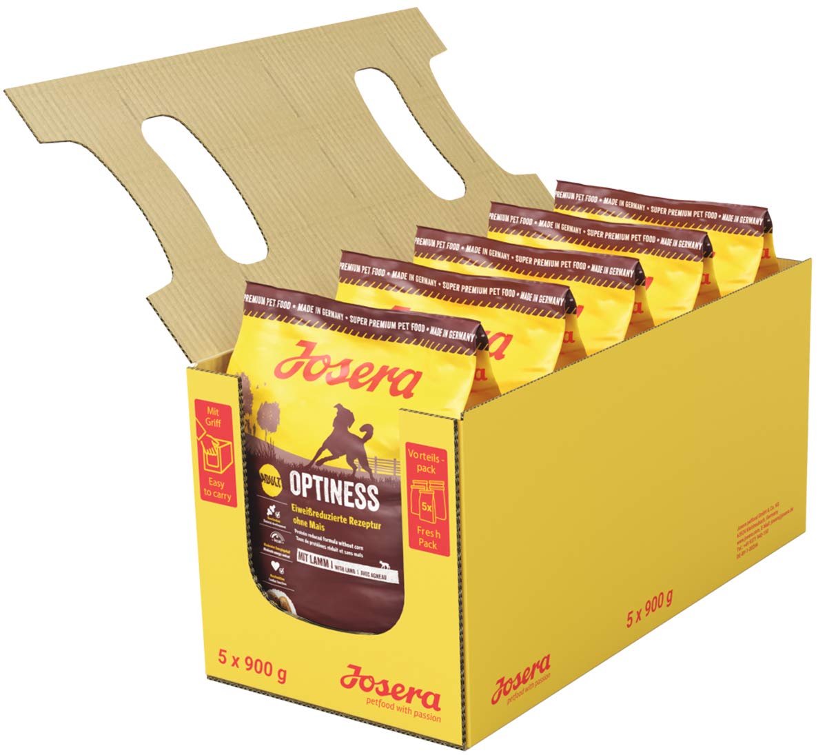 JOSERA Adult Large Optiness Lamm & Reis (1 x 12,5 kg) | Premium Trockenfutter für ausgewachsene Hunde | eiweißreduziert | weizenfrei | wertvolle Fettsäuren | XL-Kroketten gegen Schlingen