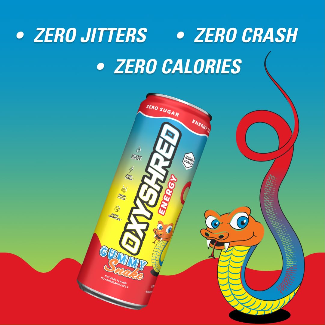 EHP Labs OxyShred Healthy Energy Drink - Zero Sugar Energy Drinks with Amino Acids, Green Tea Extract, Vitamin C & L-Carnitine - Zero Carbs, Zero Calories, Clean Caffeine, Bahama Breeze (12-Pack)