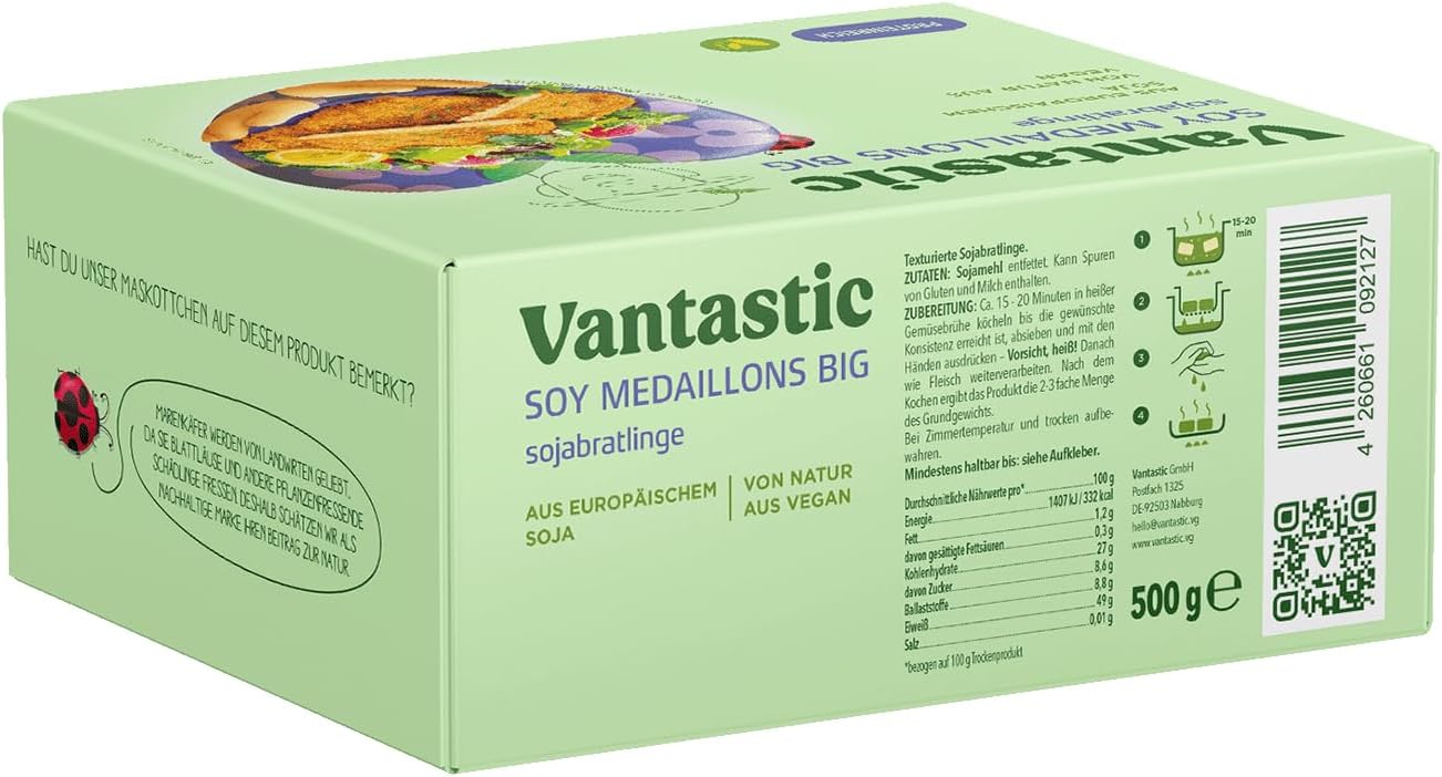 Vantastic Foods | Soja Big Steaks | SOJA Fleischersatz | Vegan | Vegetarisch | Glutenfrei | 500 g