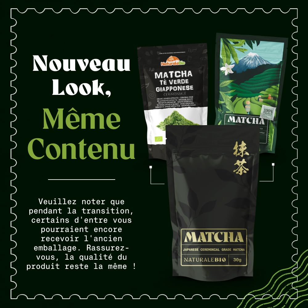 NaturaleBio Matcha Tee Pulver Bio - Premium-Qualität - 100g. Original Green Tea aus Japan. Japanischer ideal zum Trinken. Grüntee für Latte, Smoothies Getränk. Hergestellt in Uji, Kyoto.