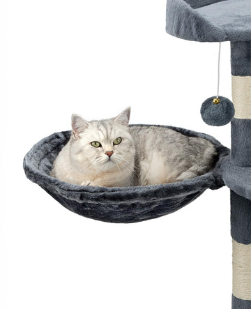 lionto Liegemulde aus weichem Plüsch für Kratzbaum, Ø 40 cm, 25 cm Tiefe, kuschelige Schlafmulde für jeden Katzenbaum mit M8-Gewinde, Stabiler Metallrahmen für kleine und große Katzen, dunkelgrau