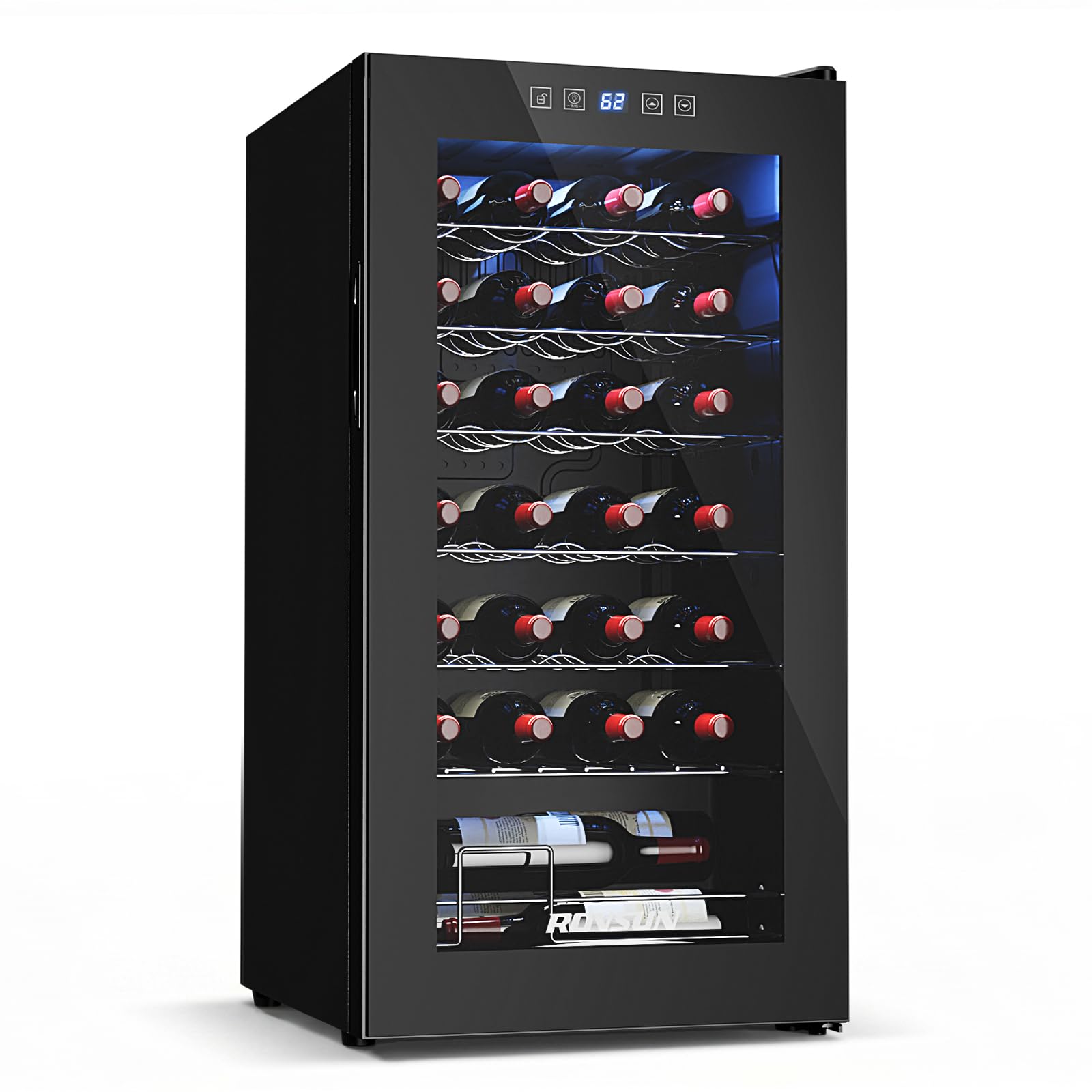 ROVSUN 18 Bottle Wine Fridge, Freestanding Compressor Wine Cooler Refrigerator, Beverage Wine Chiller with Digital Temperature Control & Double-layer Glass Door for Red White Wine, Champagne, Beer