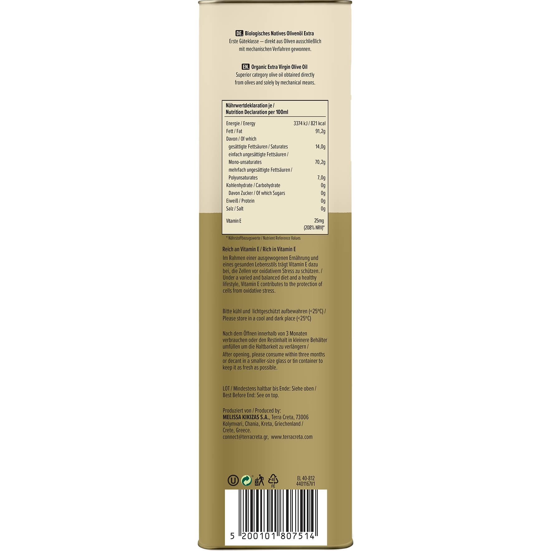Terra Creta BIO - Extra natives Olivenöl (5 l Kanister)