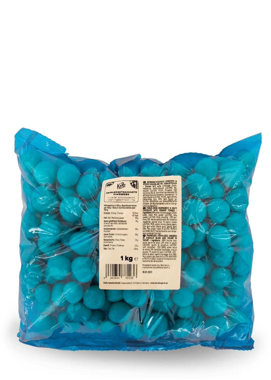 KoRo - Gefriergetrocknete Erdbeeren in Milchschokolade 1 kg - Knackig Fruchtig - Snack im Vorteilspack