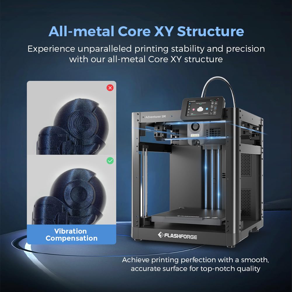 FLASHFORGE AD5X Multi-Color 3D Printer with IFS,Fully Auto Leveling FDM 3D Printer with Max 600mm/s High Speed Printing and Max 300°C Nozzle,Large Printing Size 220 * 220 * 220mm