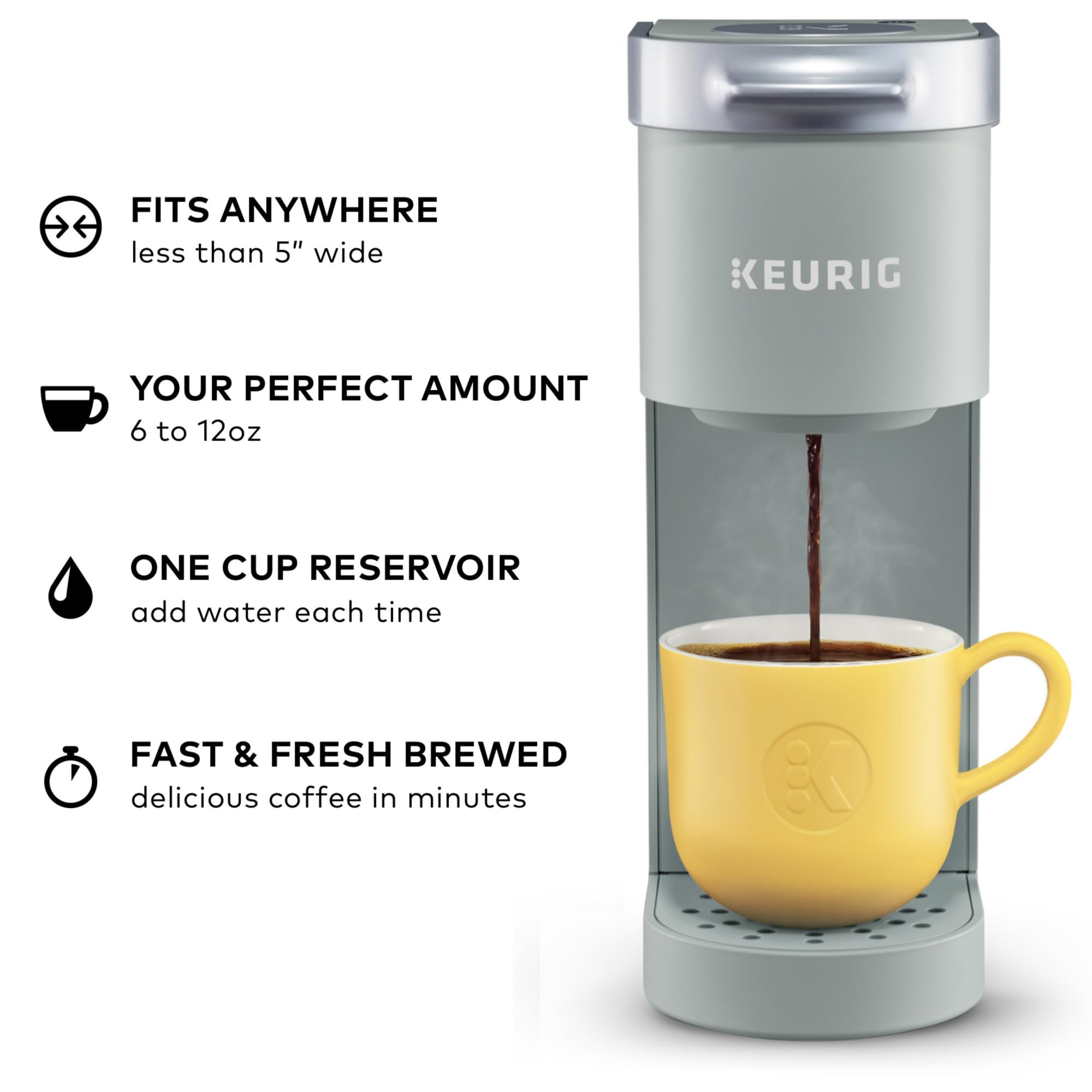 Keurig K-Mini Single Serve K-Cup Pod Coffee Maker, 6 to 12oz Brew size, with Cord Storage, Perfect for Small Spaces, Black