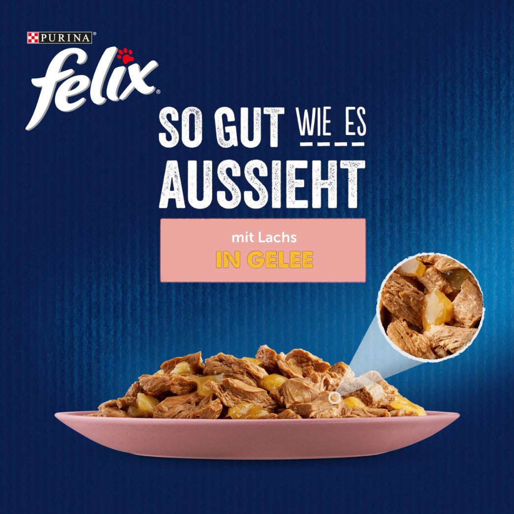 Felix So gut wie es aussieht Katzenfutter nass in Gelee, mit Huhn, 26er Pack (26 x 85g)
