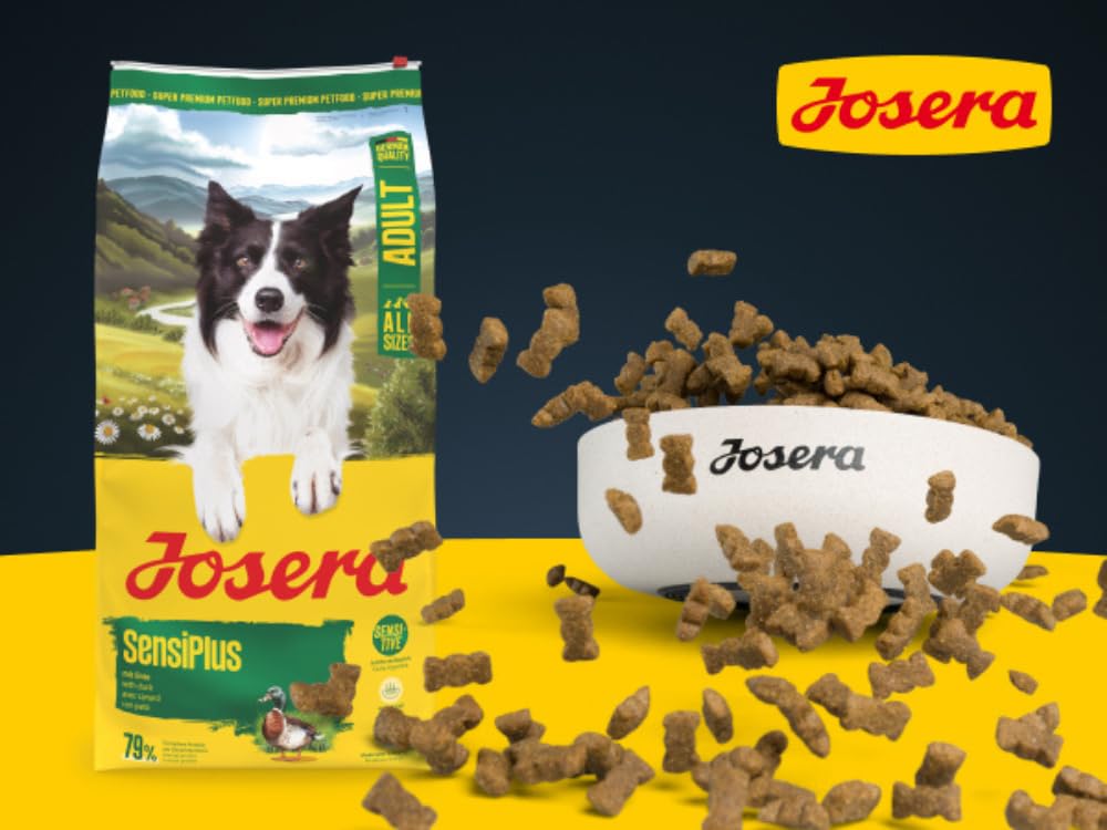 JOSERA Adult SensiPlus Ente & Reis (1 x 12,5 kg) | Premium Trockenfutter für ausgewachsene empfindliche Hunde | mit viel Biotin für gesunde Haut & Fell | hoch verdaulich | glutenfrei | 1er Pack