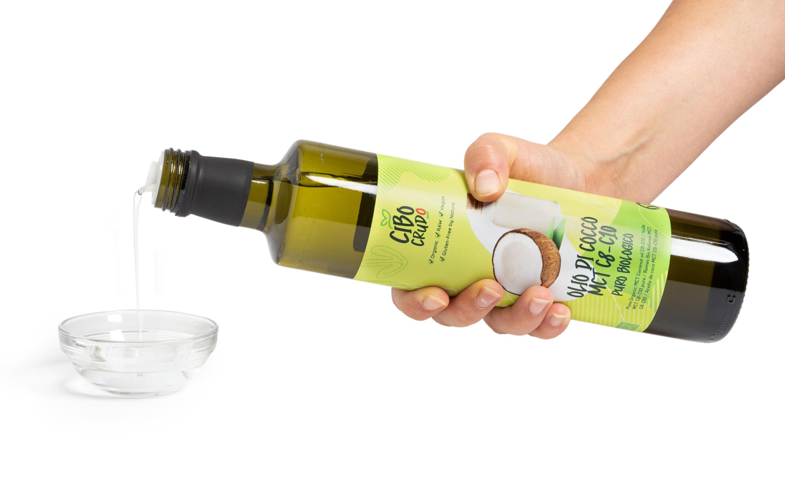 C8 MCT Öl Bio - 1 Lt. Biologische und Rein mct öl c8 für Keto Paleo oder zur Anwendung auf Körper und Haar. Veganes und Vegetarisches.