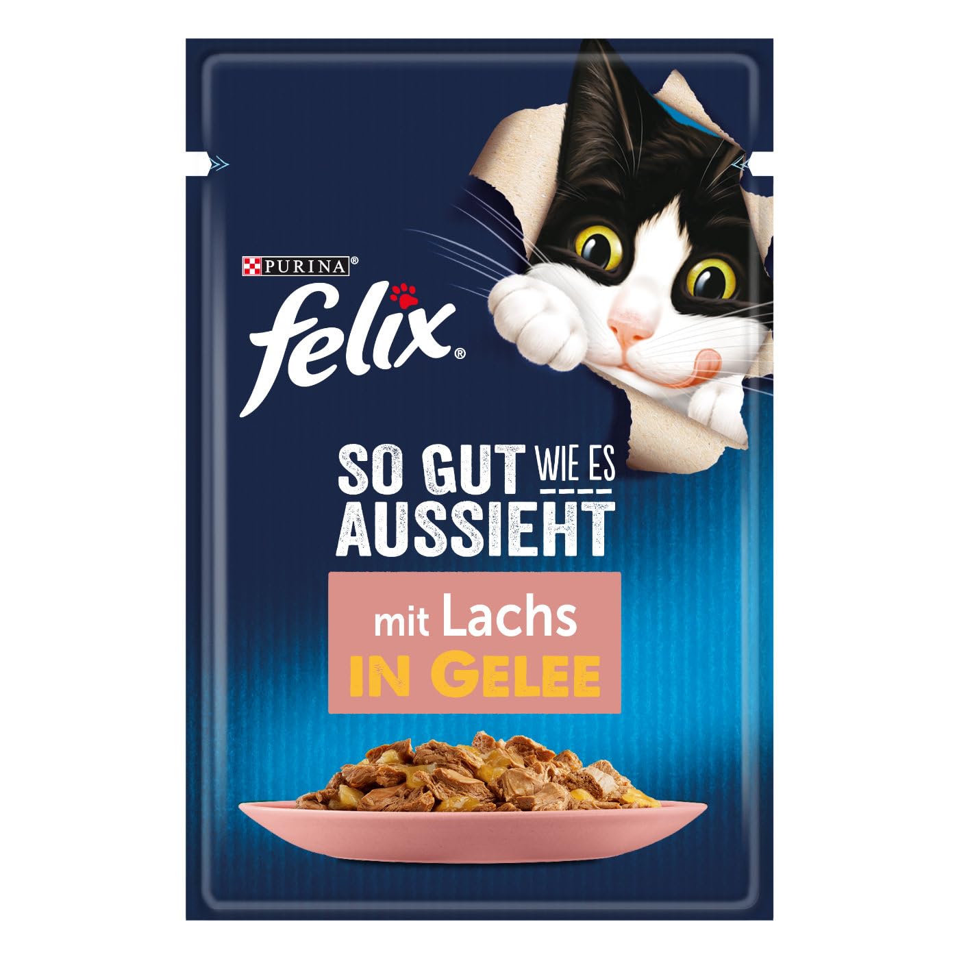 Felix So gut wie es aussieht Katzenfutter nass in Gelee, mit Huhn, 26er Pack (26 x 85g)