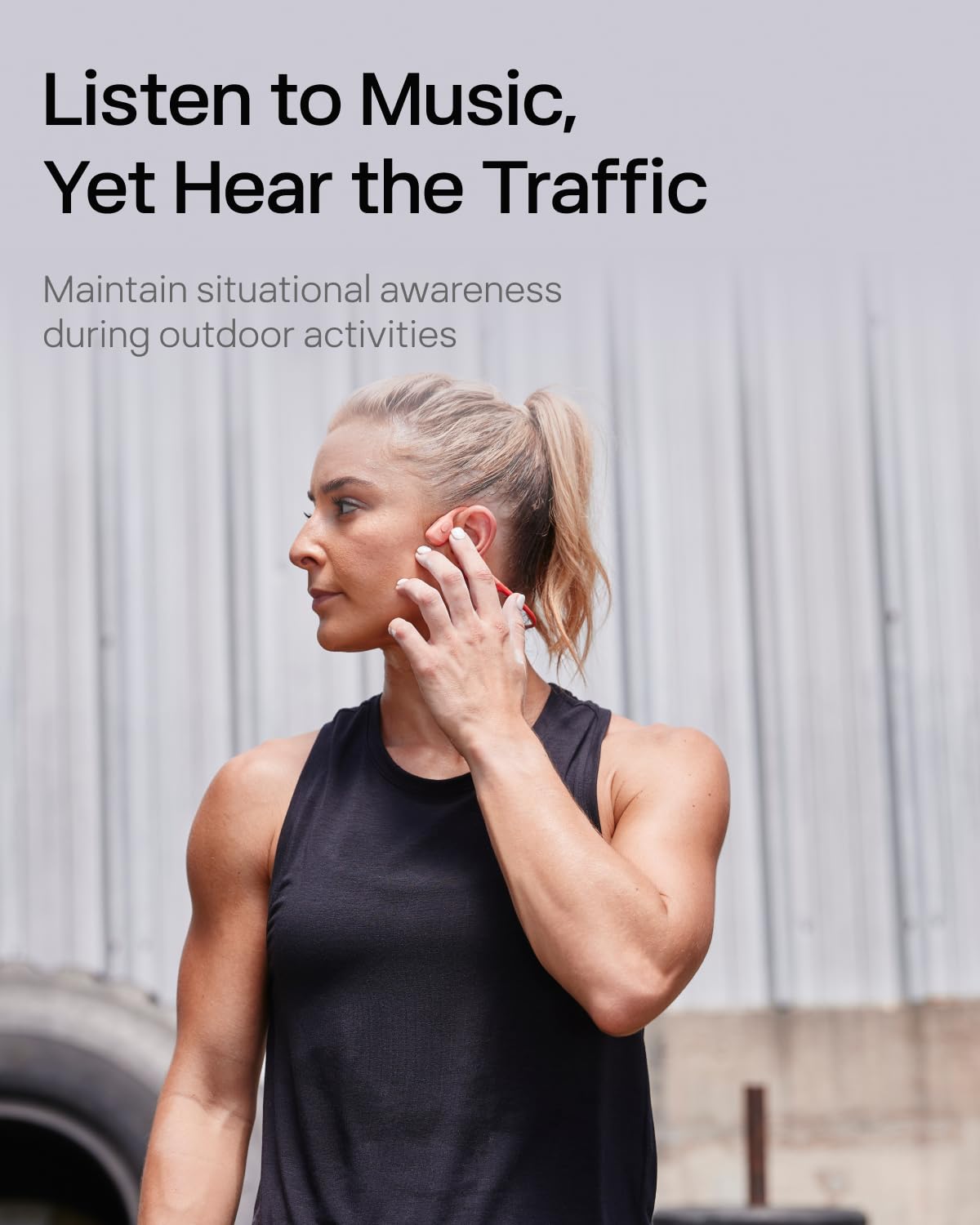 SHOKZ OpenRun Pro-Bone Conduction Headphones, Open-Ear Bluetooth Wireless Sport Headphones for Running and Workout, Sweat Resistant, Long Battery Life, Premium Deep Bass, Mic，with Hair Band, Black