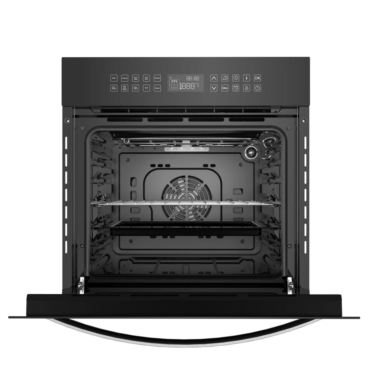 Empava 24 Inch Electric Single Wall Oven 10 Cooking Functions Deluxe 360° ROTISSERIE with Sensitive Touch Control in Stainless Steel, C02