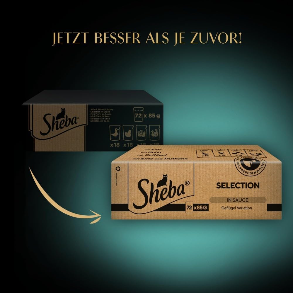 SHEBA Adult Katzenfutter nass - 40x85g Portionsbeutel - Geflügel Variation in Sauce - Nassfutter für Katzen - 1 Großpackung