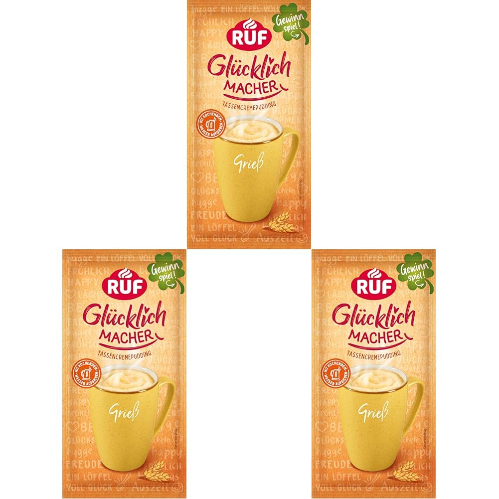 RUF Glücklichmacher Tassenpudding Schokolade, Cremepudding für schnelle Desserts, Tassencremepudding, nur Wasser hinzufügen, 1 x 59g Beutel