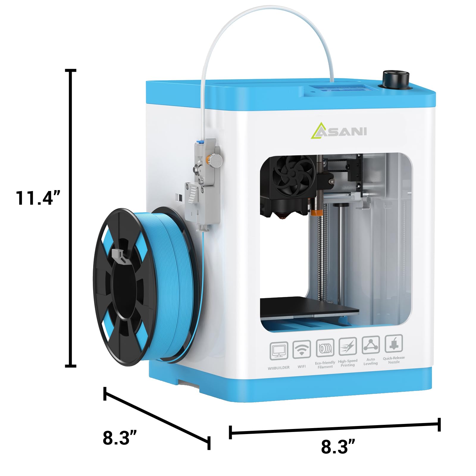 Fully Assembled Mini 3D Printer for Kids and Beginners - Complete Starter Kit with Auto Leveling 3D Printing Machine, 10M PLA Filament, and SD Card - WiFi 3D Home Printer for MAC Windows Linux (Green)