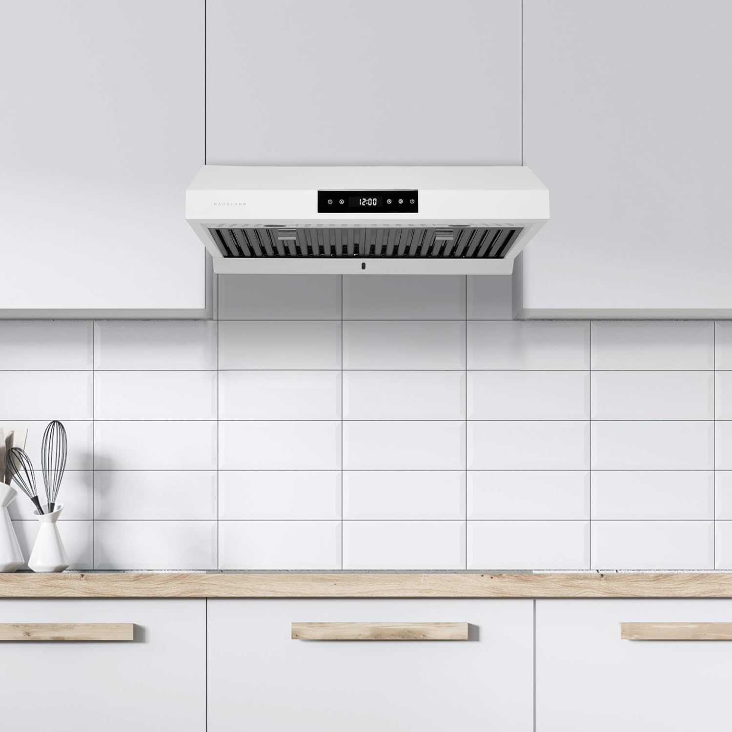 Hauslane Range Hood 30 Inch - Ducted Under Cabinet Range Hood 30" Stainless Steel Kitchen Hood, 6 Speed Vent Hood 30 Inches, Stove Vent Hood for Kitchen, Vent Hoods 30 Inch with LED - Chef Series PS18