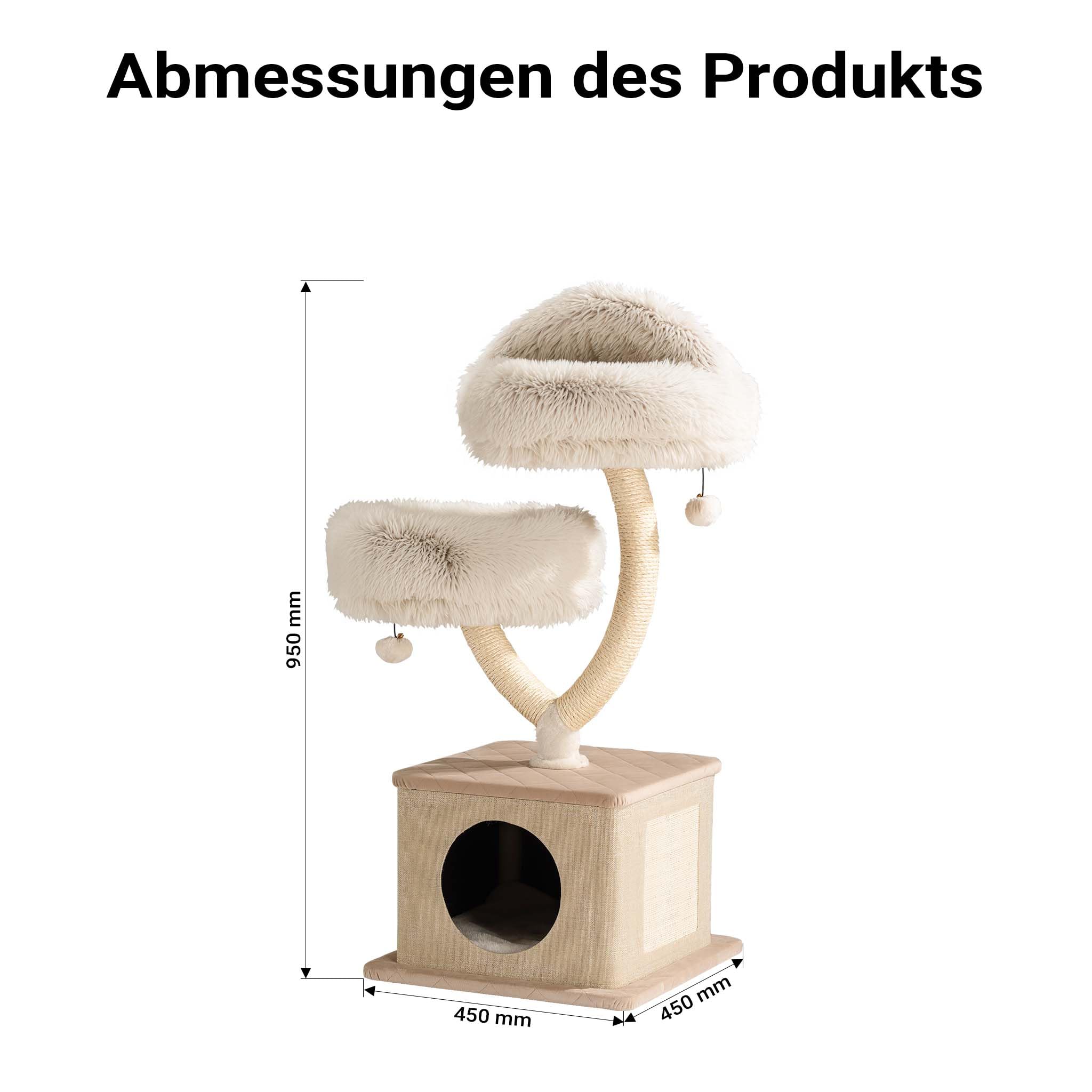 Fudajo Designer Kratzbaum mit Hängeliege, Katzenkratzbaum 59 x 59 x 169 cm, Katzenbaum bis max. 15 kg mit Sisal und Plüsch, Katzenmöbel mit 3 Etagen