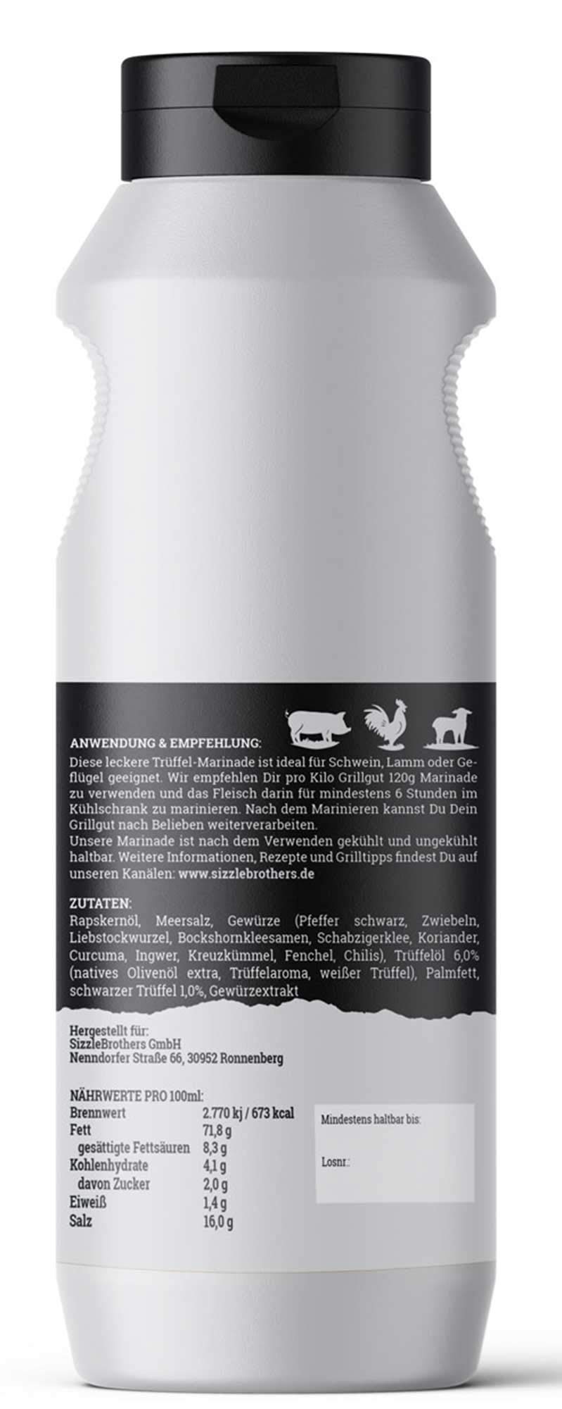 Grillmarinade der SizzleBrothers | 500ml #PremiumTrüffel | Flüssige Marinade für saftigeres & zarteres Fleisch im Vergleich zum BBQ Rub | Für Grillfleisch wie Steaks, Hähnchen, Pulled Pork & co.