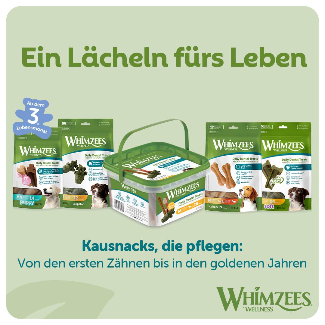 WHIMZEES Natürliche Getreidefreie Zahnpflegesnacks, Kaustangen für Hunde, Gemischte Vielfaltsbox, L, 14 x 60 g