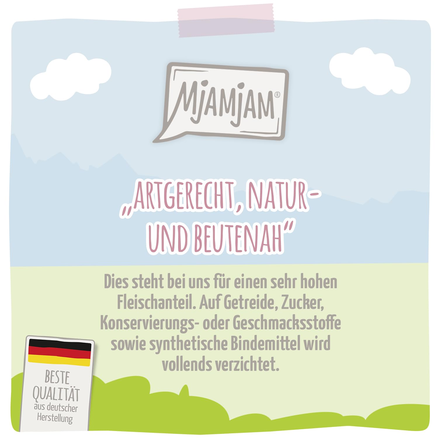 MjAMjAM - Premium Nassfutter für Katzen - saftiges Huhn an leckeren Möhrchen, 6er Pack (6 x 400 g), getreidefrei mit extra viel Fleisch