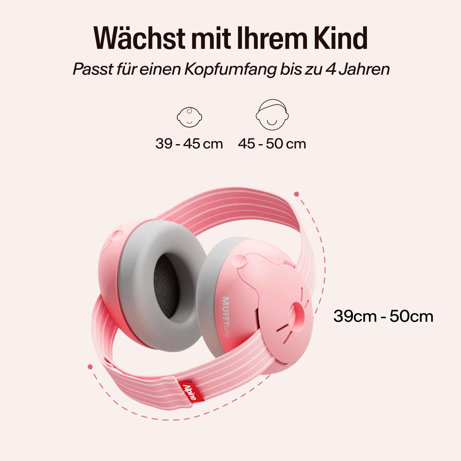 Alpine Muffy Baby Classic - Gehörschutz für Babys - Verstellbares ANTI-SLIP-Kopfband bis 48 Monate - In Deutschland auf Sicherheit getestet - Lärmschutz Kopfhörer verhindert Gehörschäden, Schwarz