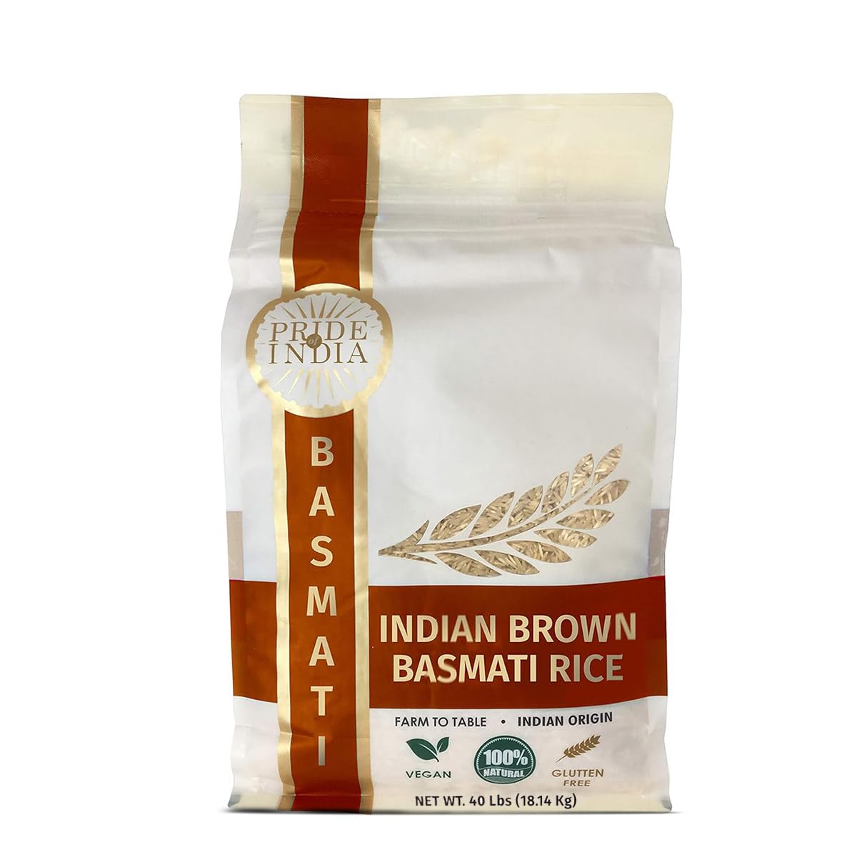Pride Of India - Extra Long Indian Premium White Basmati Rice, 10 Pound (4.54 Kilo) Reclosable Bag - Naturally Aromatic, Aged, Flavorful, Slender, Non Sticky Grains - Great Value for Money