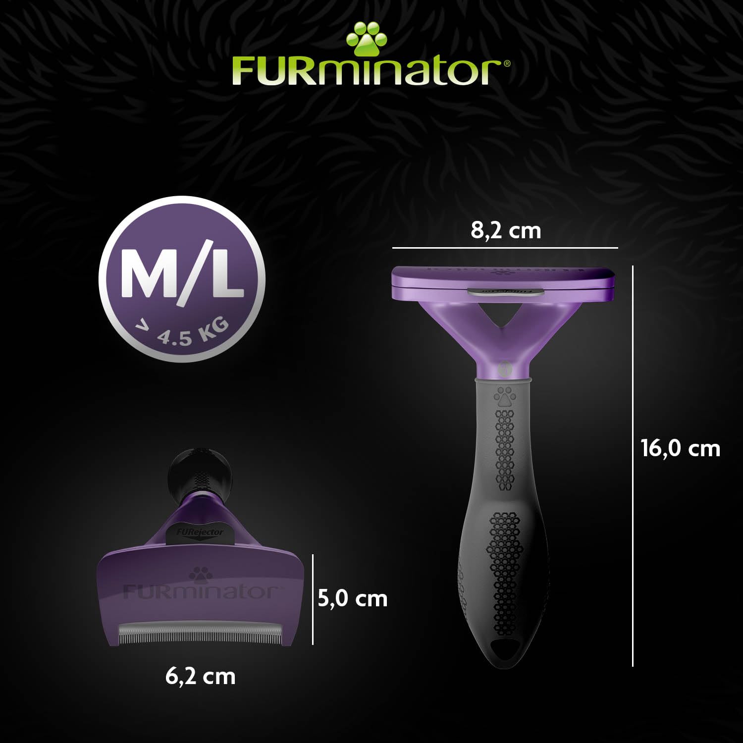 FURminator deShedding Tool Katzen Größe M,L Kurzhaar - Katzenbürste für mittelgroße und große Katzen zur Entfernung der Unterwolle