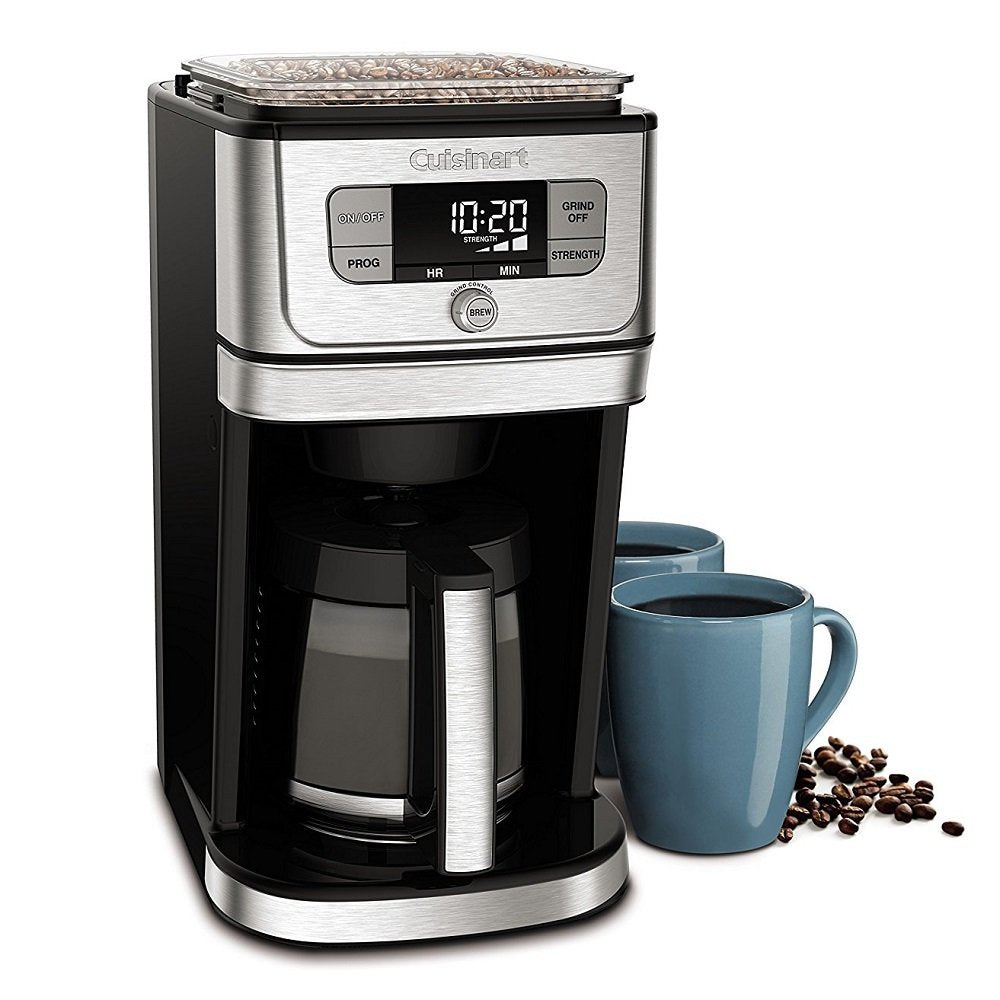 Cuisinart Automatic Grind & Brew 12-Cup Coffee Maker with Blade Grinder, Programmable Coffee Machine Glass Carafe with 1-4 Cup Setting, Brew Pause, Grind-Off Option, DGB-400NAS, Black/Stainless Steel