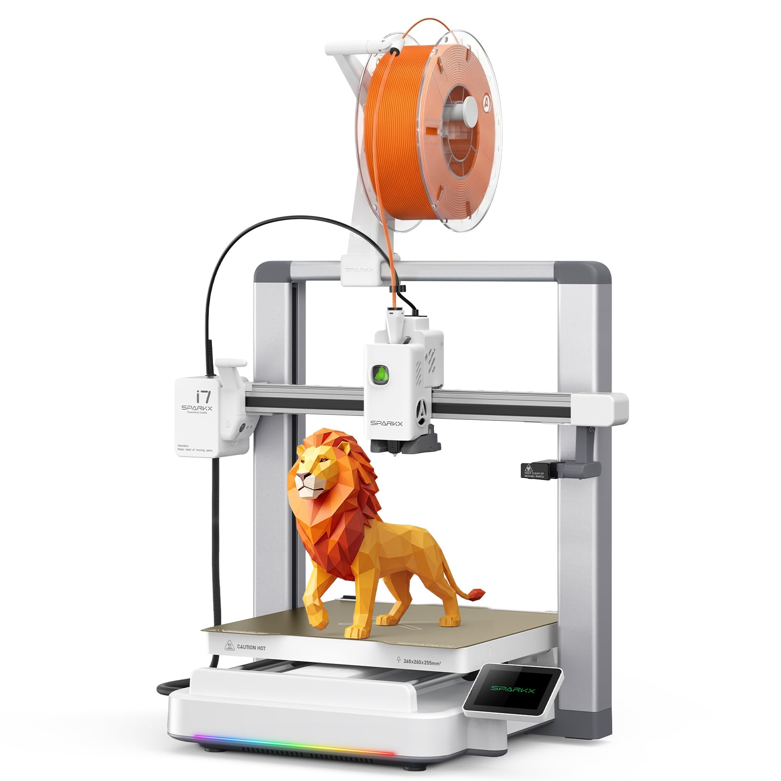 Creality SPARKX i7 Combo 3D Printer, Multi Color with CFS Lite High Speed AI Photo-to-3D Printing 95% Pre-Assemble Auto-Leveling Custom RGB Quick-Swap Essential Parts 10.24×10.24×10 inch