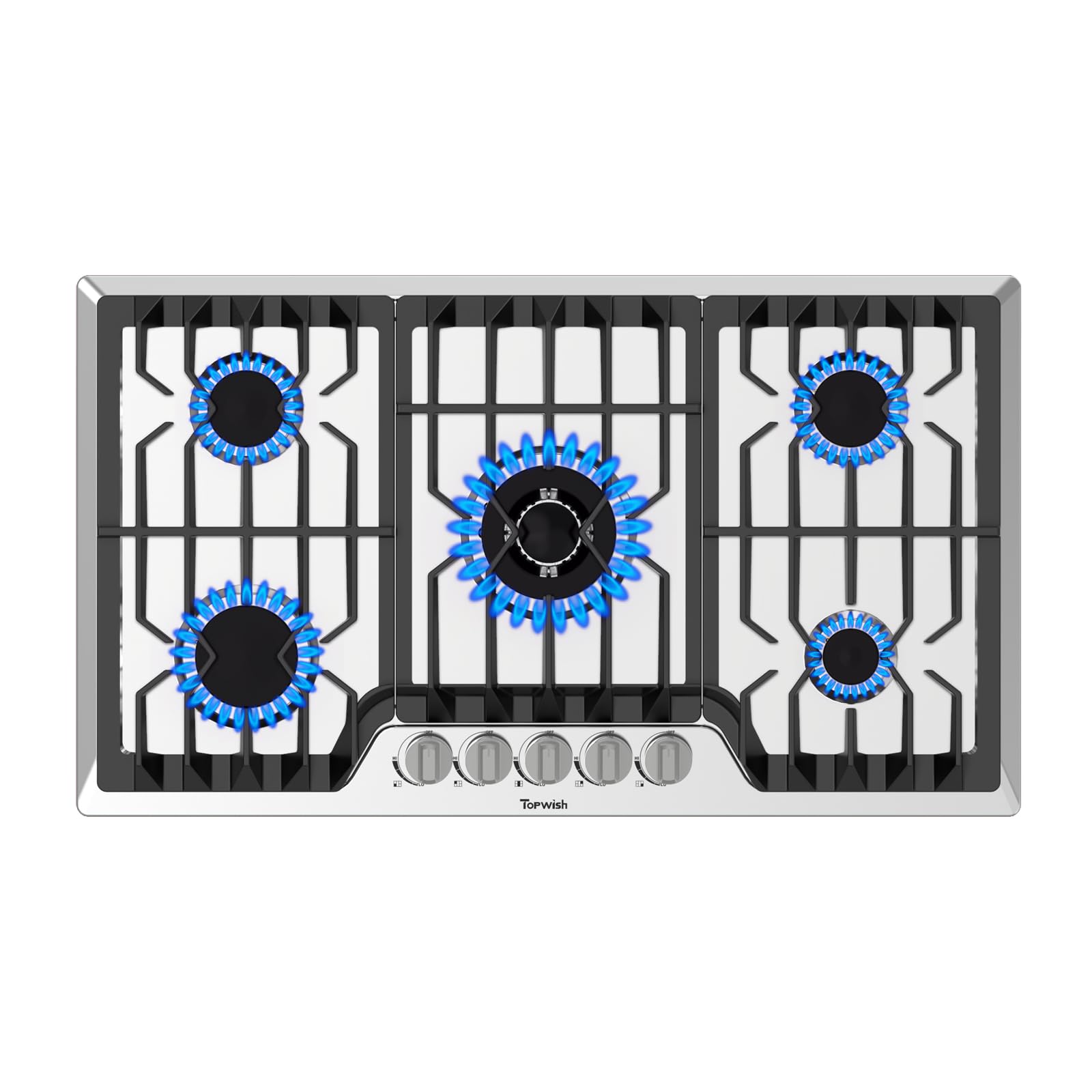 TOPWISH 24 Inch Gas Cooktop, Propane Stove Top with 4 Burners 27,400 BTU, NG/LPG Convertible Built-in Stainless Steel Stovetop with Thermocouple Protection for Kitchen, Apartments, RV