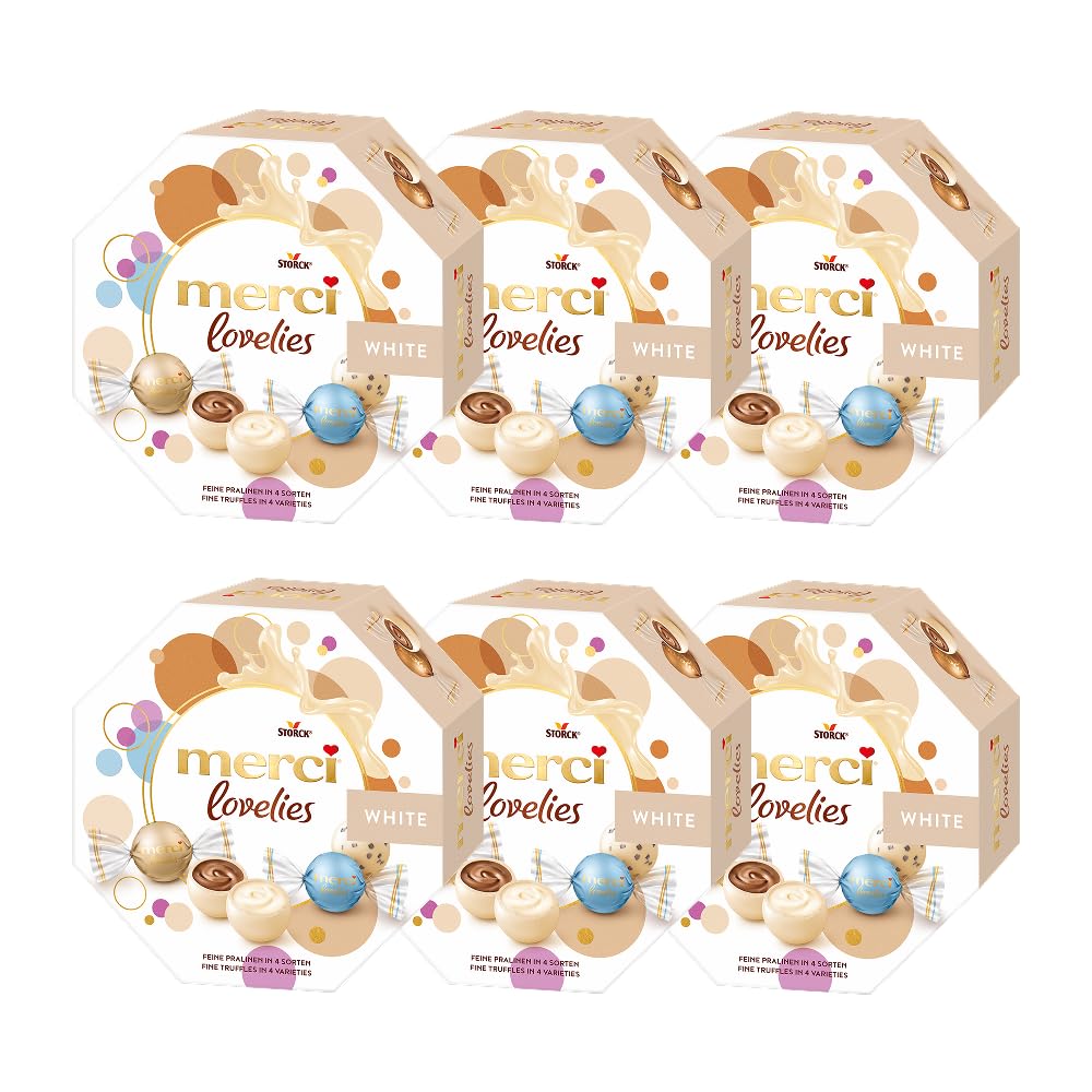 merci lovelies Classic – 1 x 185 g – Pralinen-Schachtel mit 5 gefüllten Schokoladen-Spezialitäten – Schokokugeln zum Teilen & Verschenken