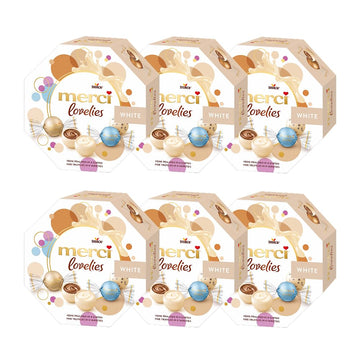 merci lovelies Classic – 1 x 185 g – Pralinen-Schachtel mit 5 gefüllten Schokoladen-Spezialitäten – Schokokugeln zum Teilen & Verschenken