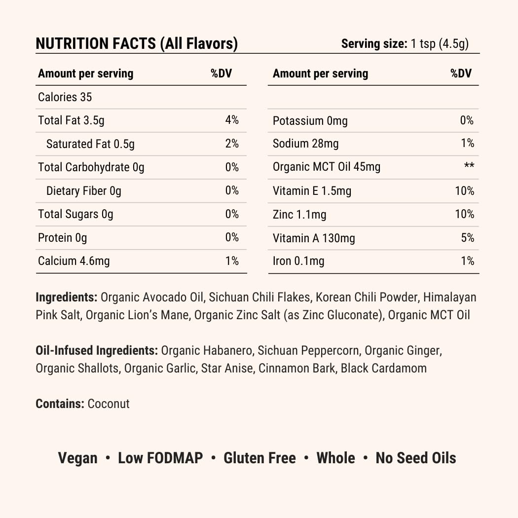 Redbloom Gut-Healthy Chili Crisp - Organic Chili Oil, No Seed Oils, Low-Fodmap, Vegan, Crunchy Hot Sauce, Good on Everything, 6oz (Pack of 1) - Medium Aroma
