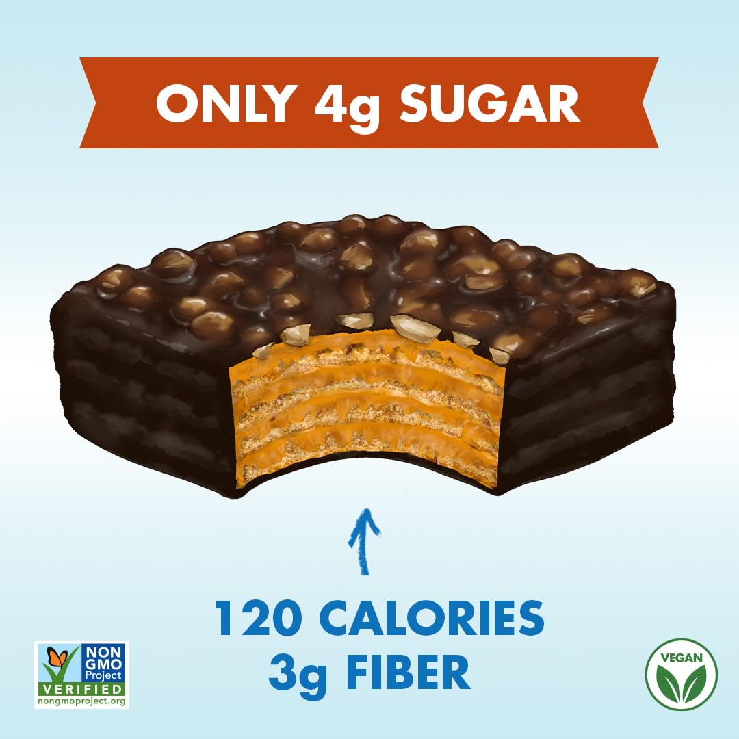 Rip Van Keto Wafer Cookies - Healthy Snacks - Non GMO Snack - Keto Snacks - Low Carb, Low Sugar (2g), Low Calorie and Vegan Snack - 16 Count (Dark Chocolate Peanut Butter)