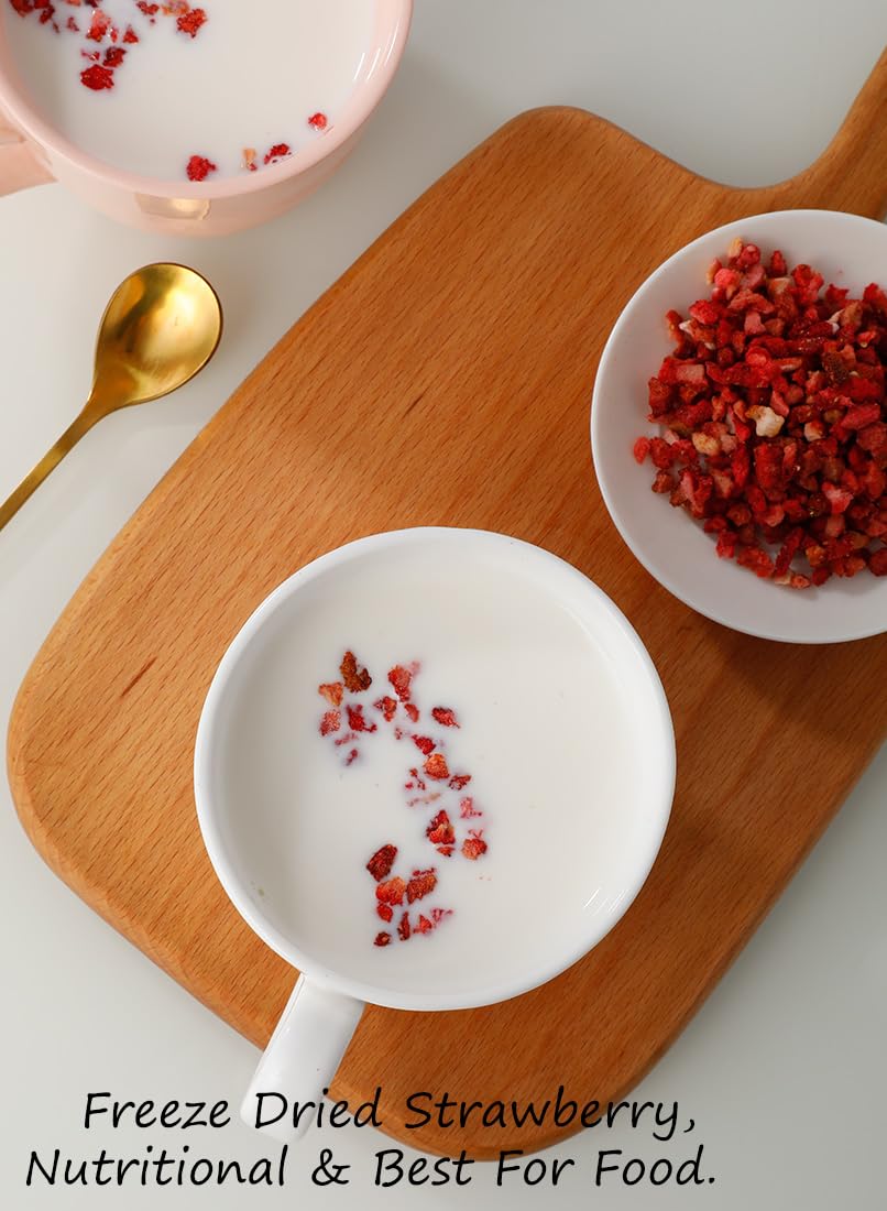 Premium Freeze Dried Strawberries Pieces 6.5 Oz/185g,Frozen Dried Strawberry,100% Natural & No Additives.