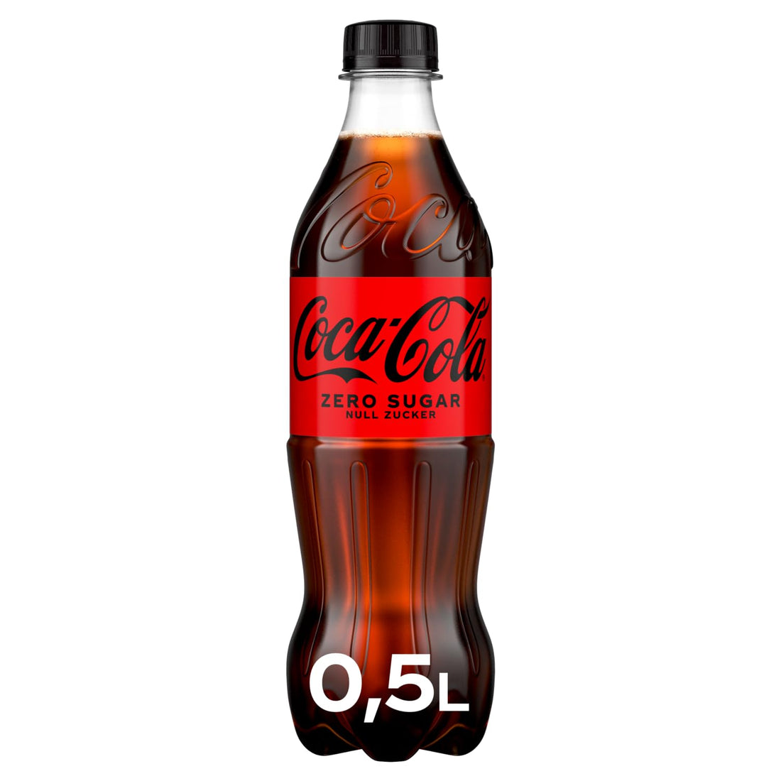 Coca-Cola Zero Sugar - koffeinhaltiges Erfrischungsgetränk mit originalem Coca-Cola-Geschmack - null Zucker und ohne Kalorien - in stylischen Einweg Flaschen (12 x 500 ml)