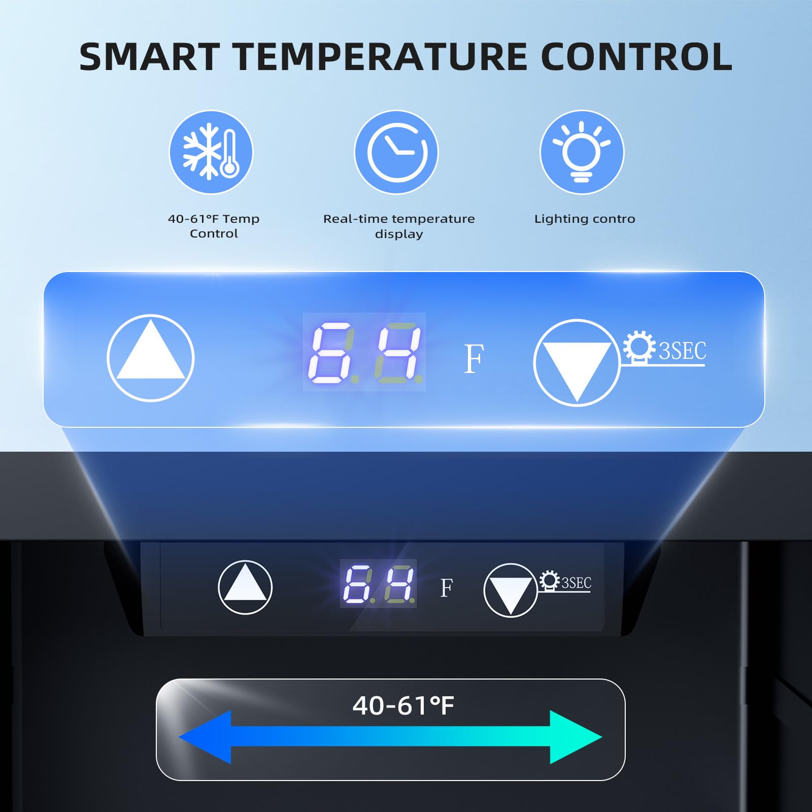 Antarctic Star Wine Cooler, Beverage Refrigerator, 16 Bottle Freestanding Quiet Wine Cellar Front Glass Door for Home and Bar, Digital Temp Control, 1.71 Cu.Ft.
