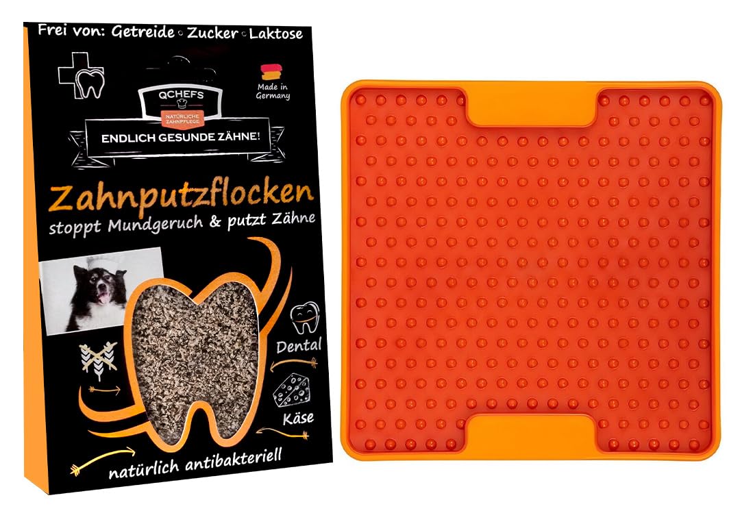 QCHEFS 2er Pack Großpackung Papie Zahnputzflocken für große Hunde - Zahnpflege Hund, ohne Dentalspray für Hunde, Zahnsteinentferner & Mundgeruch Kontrolle, Ideal für Hunde von der Schleckmatte