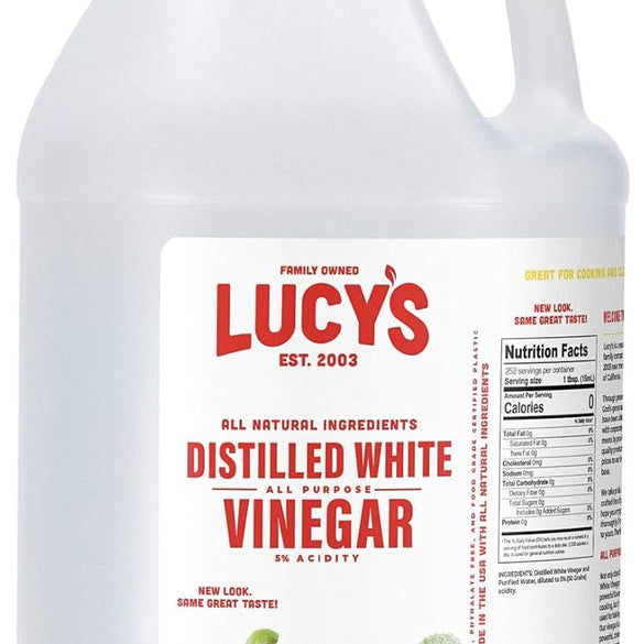 Lucy's Family Owned - Natural Distilled White Vinegar, 1 Gallon (128 oz) - 5% Acidity (White Vinegar, 1 Gallon (128 fl oz.))