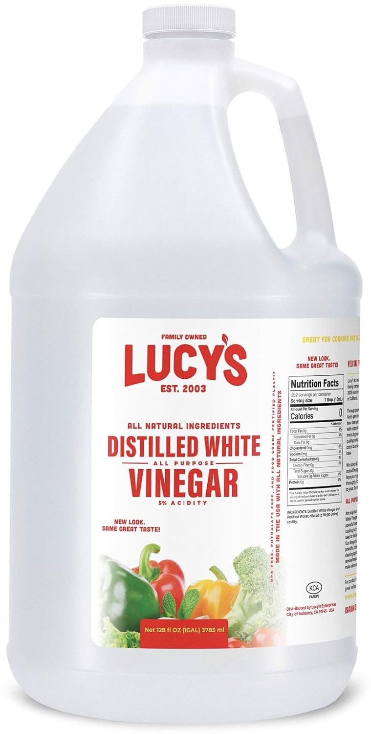 Lucy's Family Owned - Natural Distilled White Vinegar, 1 Gallon (128 oz) - 5% Acidity (White Vinegar, 1 Gallon (128 fl oz.))