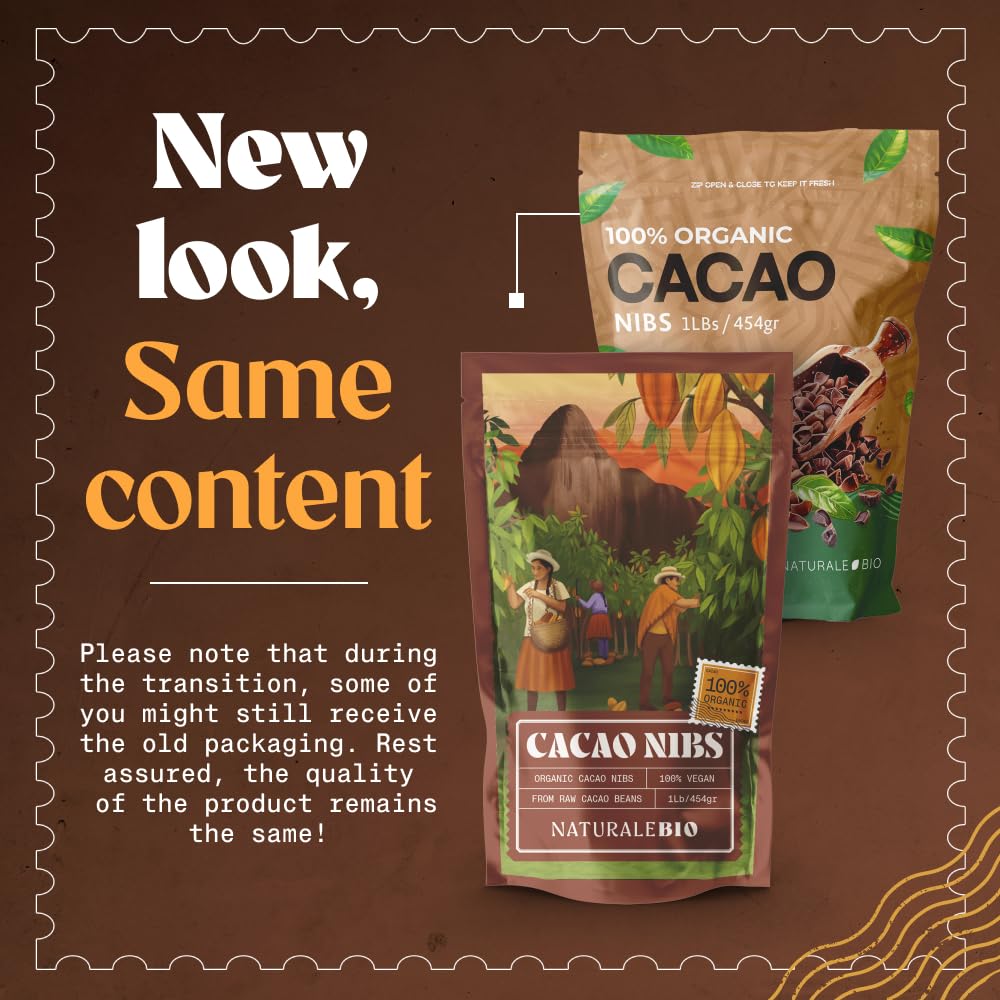 NaturaleBio Kakao Pulver Bio 1kg. Organic Cacao Pulver, Roh & Ungesüßt, Ideal für Getränke, Smoothies & Backen, Reich an Magnesium & Phosphor, Geprüft auf Schwermetalle