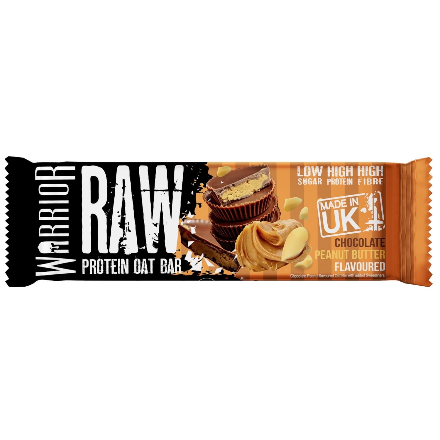 Warrior Raw Proteinriegel 12 x 75 g – Ballaststoffreicher Haferriegel mit Protein, High Protein Snack ohne Zucker, Natürlicher Haferflocken Riegel mit Präbiotika – Schoko-Brownie