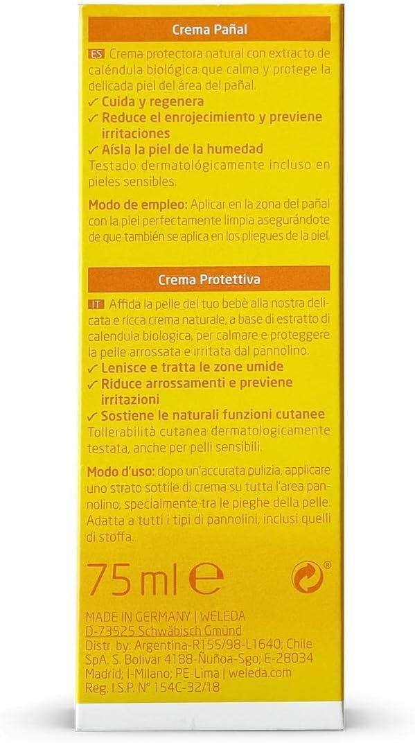 WELEDA Bio Baby Calendula Wundschutzcreme 75ml - Naturkosmetik Wundsalbe / Babycreme für den Schutz empfindlicher Baby Haut im Windelbereich. Hilft bei Rötungen, gereizter Haut und Wundsein