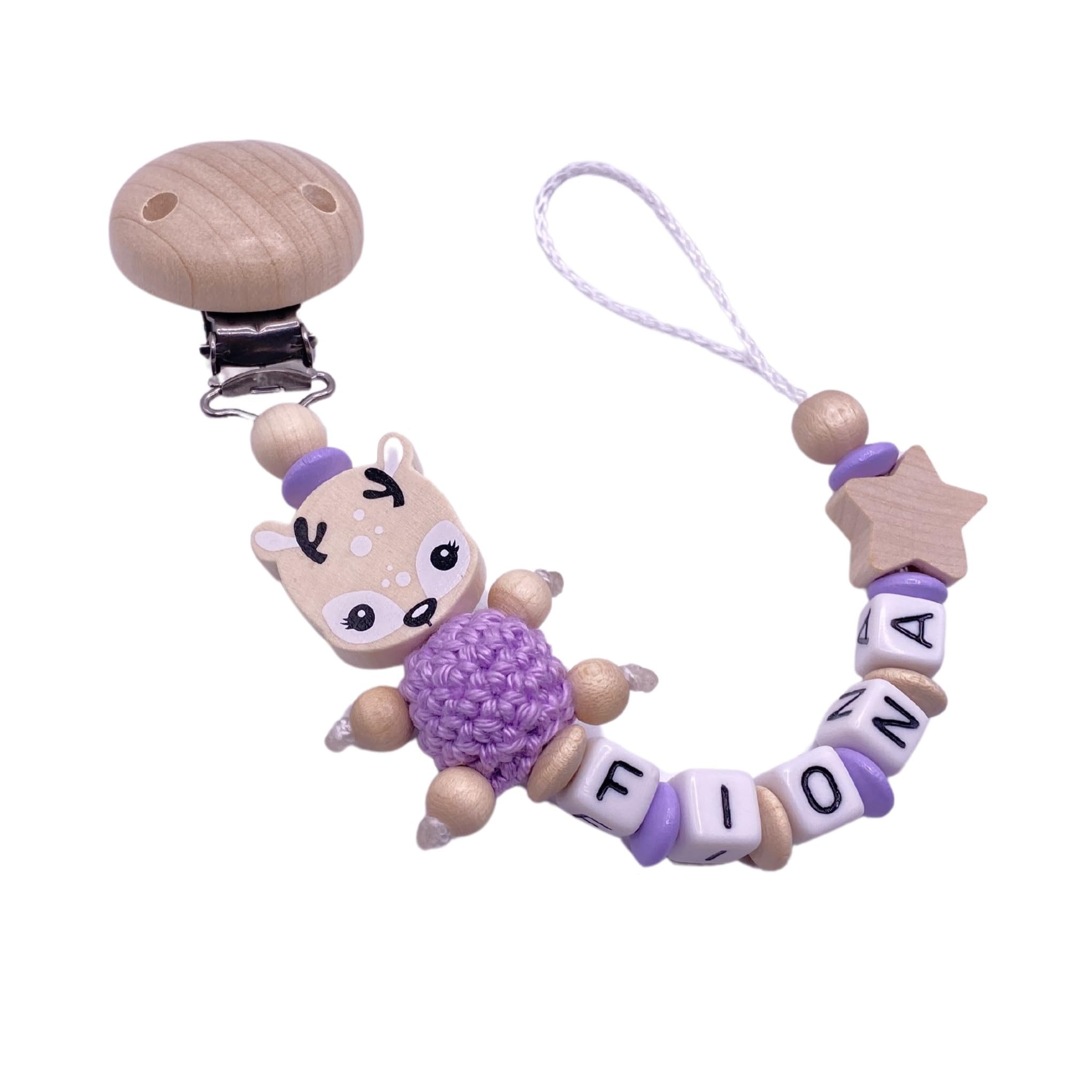 Schnullerband mit Namen für Mädchen & Jungen personalisierte Baby Geschenke (Blau)