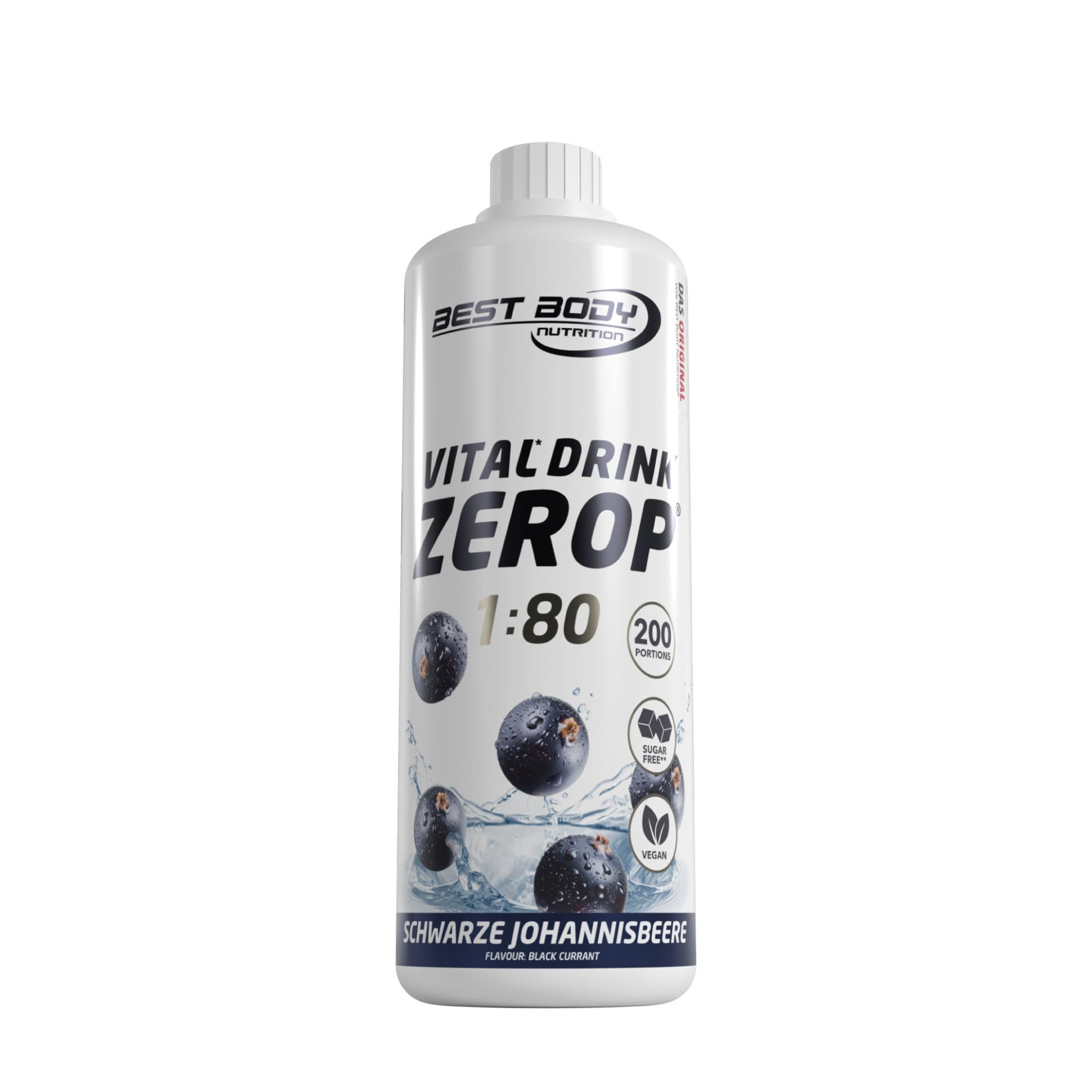 Best Body Nutrition ZEROP Vital Zuckerfreies Getränkekonzentrat Sirup Kirsche Ohne Aspartam 1 L ergibt 80 L Getränk Fitness Drink mit Vitaminen B1 B6 Niacin Kalorienarm Wassersprudler