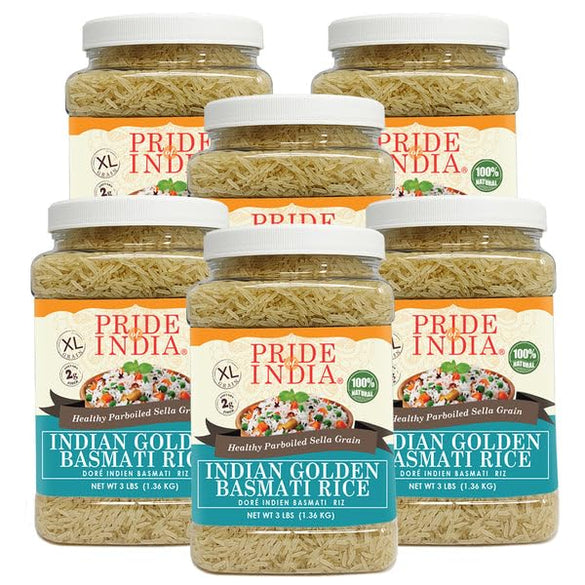 Pride Of India - Extra Long Indian Basmati Rice, Naturally Aged Aromatic Grain, 3 lbs Jar
