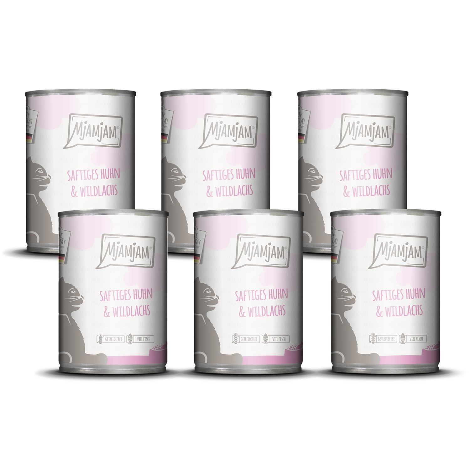 MjAMjAM - Premium Nassfutter für Katzen - saftiges Huhn an leckeren Möhrchen, 6er Pack (6 x 400 g), getreidefrei mit extra viel Fleisch