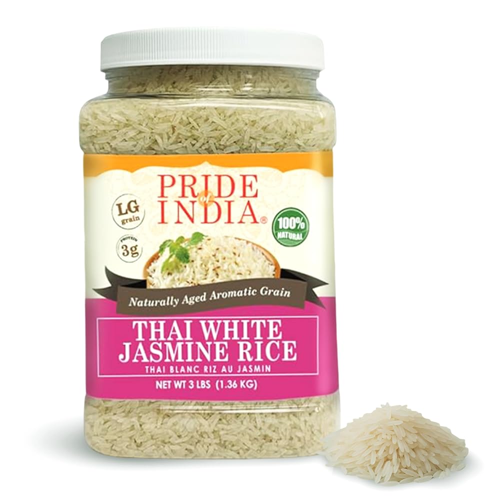 Pride Of India - Extra Long Indian Basmati Rice, Naturally Aged Aromatic Grain, 3 lbs Jar