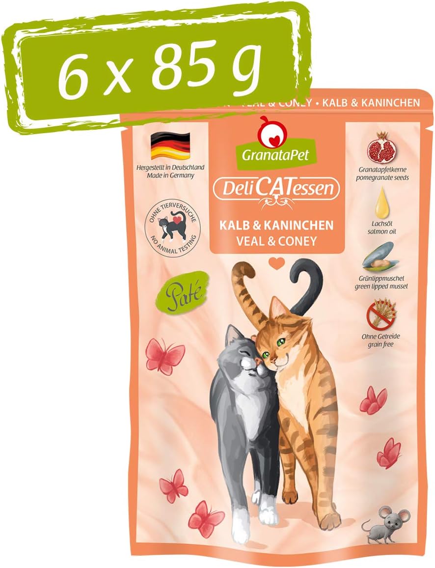 GranataPet DeliCatessen Huhn PUR, Nassfutter für Katzen, Futter ohne Getreide & ohne Zuckerzusätze, Katzenfutter mit hohem Fleischanteil & hochwertigen Ölen, 6 x 400 g